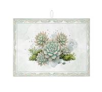 Tappetino scolapiatti succulento per bancone della cucina, tappetino assorbente per scolapiatti floreale verde chiaro in microfibra botanica primaverile 45,7 x 61 cm
