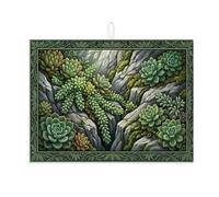 Tappetino scolapiatti succulento per bancone della cucina, tappetino assorbente verde per scolapiatti in microfibra botanica per bancone della cucina, protezione da bar, 45 x 61 cm