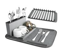 Tappetino scolapiatti | Super assorbente antiscivolo con portautensili | Tappetino scolapiatti per bancone della cucina | per tazze, , stoviglie, pentole, padelle, casa, appartamento, ristorante