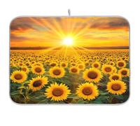 Tappetino scolapiatti super assorbente, in microfibra, ad asciugatura rapida, 40,6 x 45,7 cm, tappetino scolapiatti da cucina, campo di girasoli