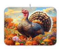 Tappetino scolapiatti super assorbente, in microfibra, ad asciugatura rapida, 40,6 x 45,7 cm, tappetino scolapiatti da cucina, campo di zucca di tacchino