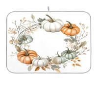 Tappetino scolapiatti super assorbente, in microfibra, ad asciugatura rapida, 40,6 x 45,7 cm, tappetino scolapiatti da cucina, motivo zucca verde arancione