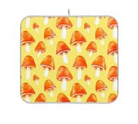 Tappetino scolapiatti super assorbente multicolore per piano di lavoro, protezione dal calore, tappetino da cucina, decorazione per la casa, 45,7 x 61 cm, funghi arancioni giallo