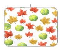 Tappetino scolapiatti super assorbente, tappetino in microfibra ad asciugatura rapida, 40,6 x 45,7 cm, tappetino scolapiatti da cucina, motivo foglia d'acero tennis