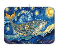 Tappetino scolapiatti super assorbente, tappetino in microfibra ad asciugatura rapida, 61 x 45,7 cm, tappetino scolapiatti da cucina, motivo: balena Van Gogh notte stellata