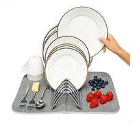 Tappetino Scolapiatti, Tappetino Assorbente Cucina con Supporto Asciugapiatti Amovibile, Super Assorbente Pieghevole Quick Dry Stone Mat Kitchen Organizzatore Multifunzione, Grigio
