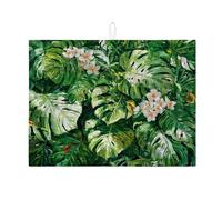 Tappetino scolapiatti tropicale per bancone della cucina, lussureggiante vegetazione botanica, assorbente, tappetino scolapiatti in microfibra estivo per bancone della cucina, protezione da bar, 45 x
