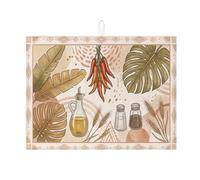 Tappetino scolapiatti tropicale per bancone della cucina, tappetino assorbente per scolapiatti a forma di foglia, tappetino estivo in microfibra bohémien, per proteggere il bar, 45,7 x 61 cm