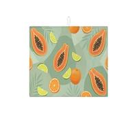 Tappetino scolapiatti tropicale per bancone della cucina, tappetino assorbente scolapiatti arancione papaya e agrumi, tappetino in microfibra estivo per proteggere bar, 40,6 x 45,7 cm