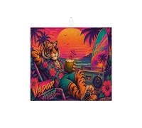 Tappetino scolapiatti tropicale per bancone della cucina, tappetino scolapiatti assorbente con tigre colorata, tappetino scolapiatti estivo in microfibra floreale per protezione da bar, 40,6 x 45,7 cm