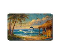 Tappetino scolapiatti tropicale per cucina, scena costiera spiaggia, tappetino in gomma assorbente, tappetino estivo in pelle PU per asciugare il bancone della cucina, 30,5 x 50,8 cm