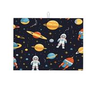 Tappetino scolapiatti Universo Planet Astronaut 18x24 assorbente per piatti, scolapiatti in microfibra per lavello da cucina, accessori per la cucina