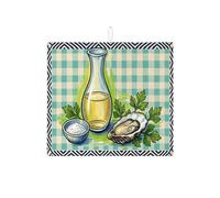 Tappetino scolapiatti verde a scacchi per bancone della cucina, tappetino assorbente per scolapiatti per frutti di mare, tappetino in microfibra costiera per proteggere la zona pranzo, 40,6 x 45,7 cm