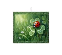 Tappetino scolapiatti verde coccinella per bancone della cucina, tappetino assorbente per scolapiatti con motivo floreale naturale, tappetino in microfibra primaverile per proteggere bar, 40,6 x 45,7