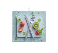 Tappetino scolapiatti verde menta per bancone della cucina, fresco estate floreale assorbente scolapiatti tappetino scolapiatti moderno in microfibra per bancone della cucina protezione bar 40,6 x