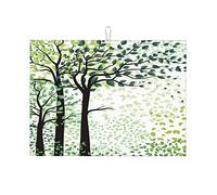 Tappetino scolapiatti verde per bancone da cucina, alberi con foglie, tappetino scolapiatti artistico e griglia per la casa, GIF grande 18 x 24 pollici