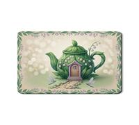Tappetino scolapiatti verde per bancone della cucina, tappetino scolapiatti in gomma assorbente con design vintage con foglie, tappetino scolapiatti in pelle PU Spring Nature 30,5 x 50,8 cm