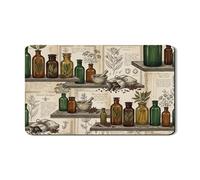 Tappetino scolapiatti vintage a base di erbe per bancone della cucina, tappetino scolapiatti in gomma assorbente verde marrone rustico per caffè e bar, 30,5 x 50,8 cm