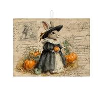 Tappetino scolapiatti vintage a forma di coniglio, per bancone della cucina, rustico autunnale, assorbente, tappetino scolapiatti in microfibra, accogliente tappetino per asciugare il bancone della