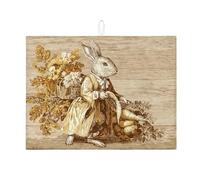 Tappetino scolapiatti vintage a forma di coniglio per bancone della cucina, tappetino assorbente per scolapiatti marrone, tappetino in microfibra per proteggere il bancone della cucina, 45,7 x 61 cm