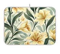 Tappetino scolapiatti vintage a forma di fiore di giglio, lavabile in lavatrice, 45,7 x 61,7 cm, 45,7 x 61,7