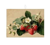 Tappetino scolapiatti vintage a forma di fragola, per bancone della cucina, assorbente floreale, tappetino scolapiatti rustico in microfibra per decorazione bancone della cucina, 45,7 x 61 cm
