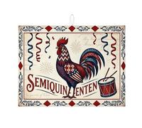 Tappetino scolapiatti vintage a forma di gallo per bancone della cucina, tappetino assorbente per scolapiatti rosso e blu, tappetino in microfibra festivo per proteggere il bancone della cucina, 45,7