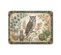 Tappetino scolapiatti vintage a forma di gufo, per bancone della cucina, in gomma assorbente, motivo botanico verde, tappetino scolapiatti in pelle sintetica ispirato alla natura, per decorazione