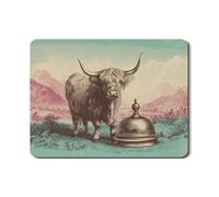 Tappetino scolapiatti vintage a forma di mucca delle Highland per bancone della cucina, tappetino in gomma assorbente retrò verde pesca, tappetino rustico in pelle PU per bar 45,7 x 61 cm