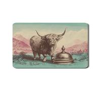 Tappetino scolapiatti vintage a forma di mucca delle Highland per bancone della cucina, tappetino in gomma assorbente retrò verde pesca, tappetino rustico in pelle PU per bar 30,5 x 50,8 cm