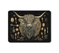 Tappetino scolapiatti vintage a forma di mucca delle Highlands, tappetino scolapiatti in gomma assorbente nero rustico in pelle PU per bancone della cucina 45,7 x 61 cm