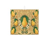Tappetino scolapiatti vintage a forma di pera, per bancone della cucina, elegante tappetino assorbente per frutta gialla, tappetino scolapiatti in microfibra floreale barocco per decorazione bancone