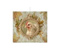 Tappetino scolapiatti vintage a forma di pollo, tappetino assorbente rustico floreale, tappetino in microfibra medievale per bancone della cucina, protezione da bar, 40,6 x 45,7 cm