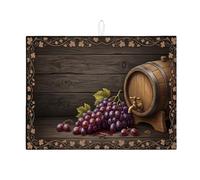 Tappetino scolapiatti vintage a forma di uva per bancone della cucina, tappetino scolapiatti assorbente per botte di vino rustico, tappetino scolapiatti in microfibra per decorazione bancone della