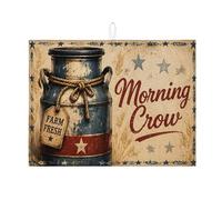 Tappetino scolapiatti vintage americano, per bancone della cucina, rustico, blu e rosso, assorbente, scolapiatti in microfibra, per bancone della cucina, 45,7 x 61 cm
