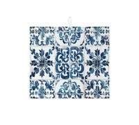 Tappetino scolapiatti vintage blu per cucina, classico floreale, assorbente, tappetino scolapiatti in microfibra medievale per bancone, 40,6 x 45,7 cm