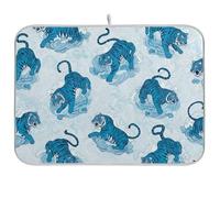 Tappetino scolapiatti vintage blu tigre per bancone della cucina, tappetino assorbente da caffè, tappetino scolapiatti 40,6 x 45,7 cm