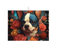 Tappetino scolapiatti vintage colorato con bulldog francese, in microfibra, grande tappetino scolapiatti per bancone della cucina, tappetino per scolapiatti super assorbente, facile da pulire, 45,7 x