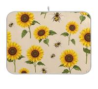 Tappetino scolapiatti vintage con api girasoli beige tappetino scolapiatti tappetino reversibile assorbente tappetino da bar protezione per piano di lavoro della cucina, 40,6 x 45,7 cm