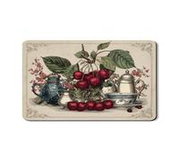 Tappetino scolapiatti vintage con ciliegie per bancone della cucina, tappetino in gomma assorbente classico con frutta rossa, tappetino in pelle PU retrò per protezione bar 30,5 x 50,8 cm