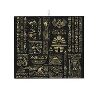 Tappetino scolapiatti vintage con divinità egizie e geroglifici, 40,6 x 45,7 cm, protezione assorbente in microfibra per piano di lavoro della cucina, tappetino multiuso per scolapiatti e lavello, ner
