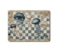 Tappetino scolapiatti vintage con meduse per bancone della cucina, elegante tappetino scolapiatti in gomma assorbente nautica, tappetino scolapiatti in pelle PU costiera per decorazione bancone della