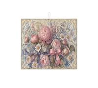 Tappetino scolapiatti vintage con motivo floreale di pesche per bancone della cucina, elegante tappetino assorbente per scolapiatti con peonia, tappetino scolapiatti in microfibra per giardino