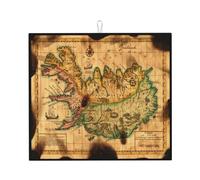Tappetino scolapiatti vintage con nave pirata, mare, oceano, mappa , 16" x 18", protezione assorbente in microfibra per tavolo da cucina, tappetino multiuso per scolapiatti e lavello