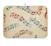 Tappetino scolapiatti vintage con note musicali marroni, per bancone della cucina, tappetino reversibile da caffè, tappetino scolapiatti da cucina, 45,7 x 61 cm