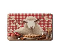 Tappetino scolapiatti vintage con pecora rossa, tappetino scolapiatti in gomma assorbente con motivo floreale rustico, tappetino scolapiatti in pelle PU per bancone della cucina, 30,5 x 50,8 cm