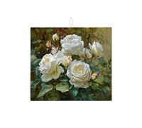 Tappetino scolapiatti vintage con rosa bianca per bancone della cucina, elegante tappetino scolapiatti assorbente floreale, classico tappetino in microfibra per asciugatura bar 40,6 x 45,7 cm