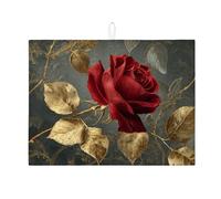 Tappetino scolapiatti vintage con rosa rossa per bancone della cucina, elegante tappetino assorbente scolapiatti tappetino scolapiatti medievale in microfibra per bancone della cucina, protezione da