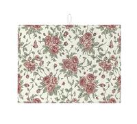 Tappetino scolapiatti vintage con rose per bancone della cucina, tappetino assorbente per scolapiatti floreale, elegante tappetino in microfibra per bancone della cucina, protezione da bar, 45 x 61 cm