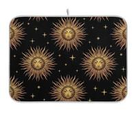 Tappetino scolapiatti vintage con stelle e fiamma, per bancone della cucina, reversibile, per bancone della cucina, decorazione domestica, 45,7 x 61 cm